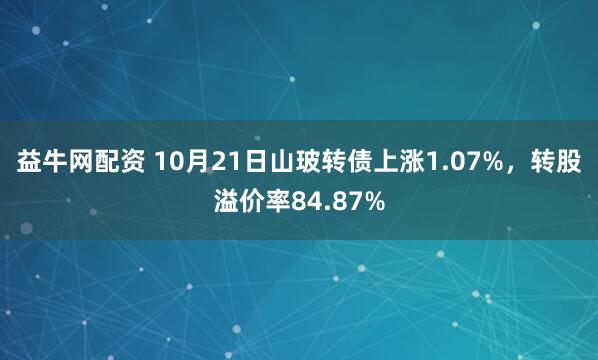 益牛网配资 10月21日山玻转债上涨1.07%，转股溢价率84.87%